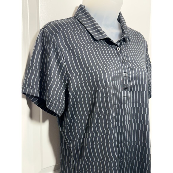 Nike Golf Dri-Fit Women's Large Black Geometric Print Short Sleeve Polo Shirt - Picture 2 of 10